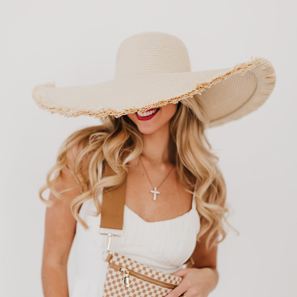 Lake Shore Drive Wide Fringe Sun Hat from Pretty Simple