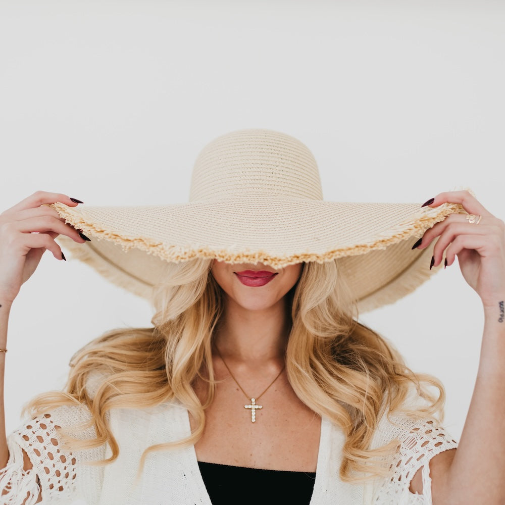 Lake Shore Drive Wide Fringe Sun Hat from Pretty Simple