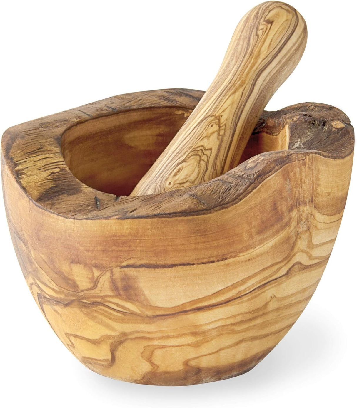 Olive Wood Rustic Mortar and Pestle from Choixe