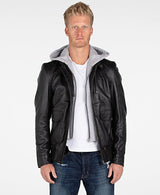Men's Lambskin Hooded Leather Bomber Jacket From FAD
