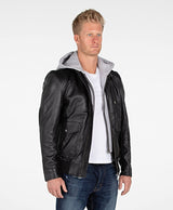 Men's Lambskin Hooded Leather Bomber Jacket From FAD