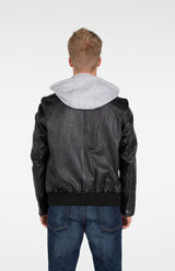 Men's Lambskin Hooded Leather Bomber Jacket From FAD