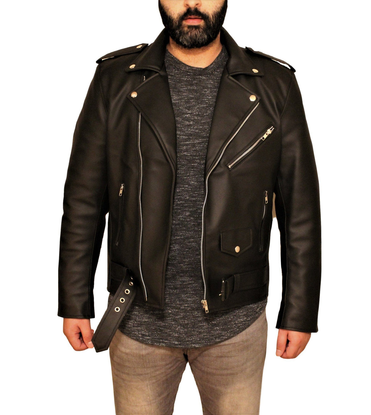 Men's Vegan Black Motorcycle Style Faux Leather Jacket From FAD