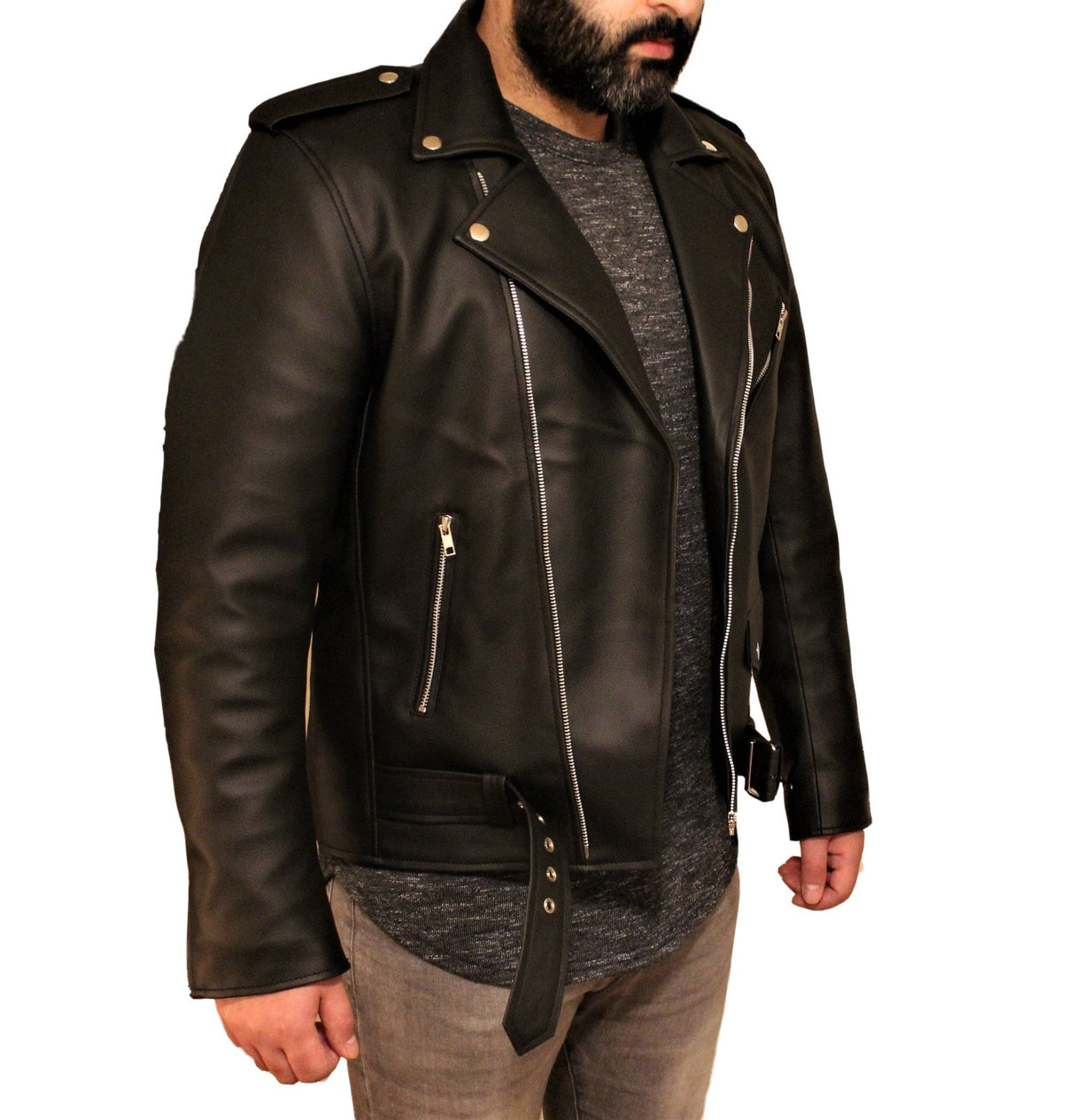 Men's Vegan Black Motorcycle Style Faux Leather Jacket From FAD