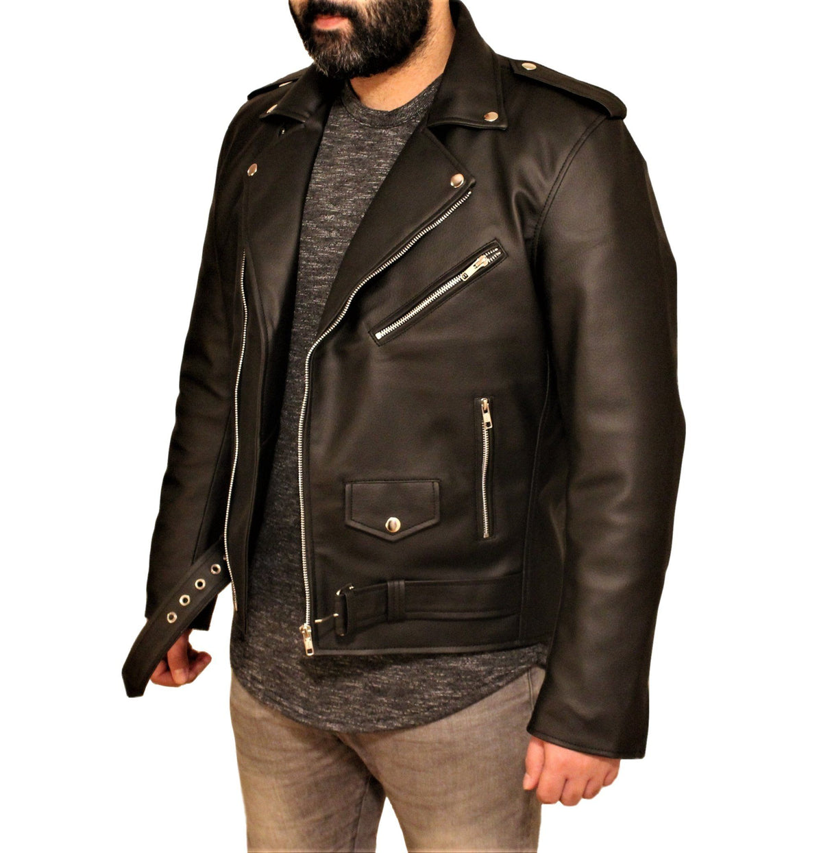 Men's Vegan Black Motorcycle Style Faux Leather Jacket From FAD