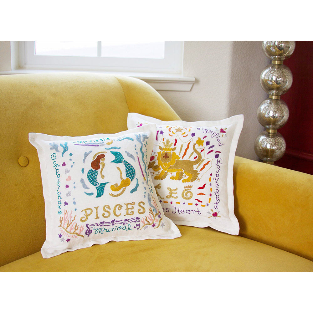 Leo Astrology Hand-Embroidered Pillow by Cat Studio from Quirks!