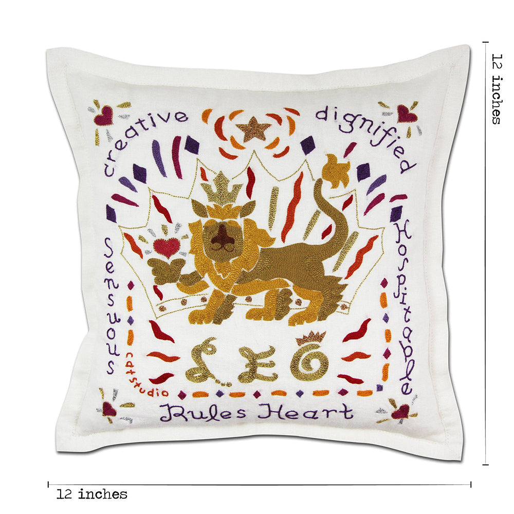 Leo Astrology Hand-Embroidered Pillow by Cat Studio from Quirks!