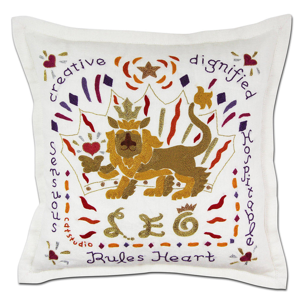 Leo Astrology Hand-Embroidered Pillow by Cat Studio from Quirks!