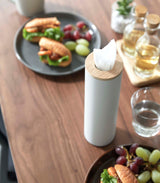 Round Tissue Case - Steel + Wood from Yamazaki Home