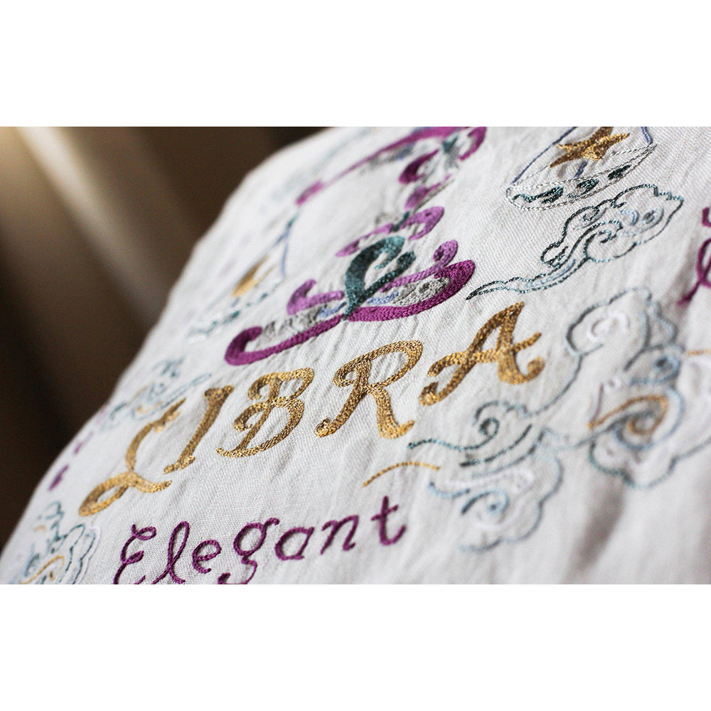 Libra Astrology Hand-Embroidered Pillow by Cat Studio from Quirks!