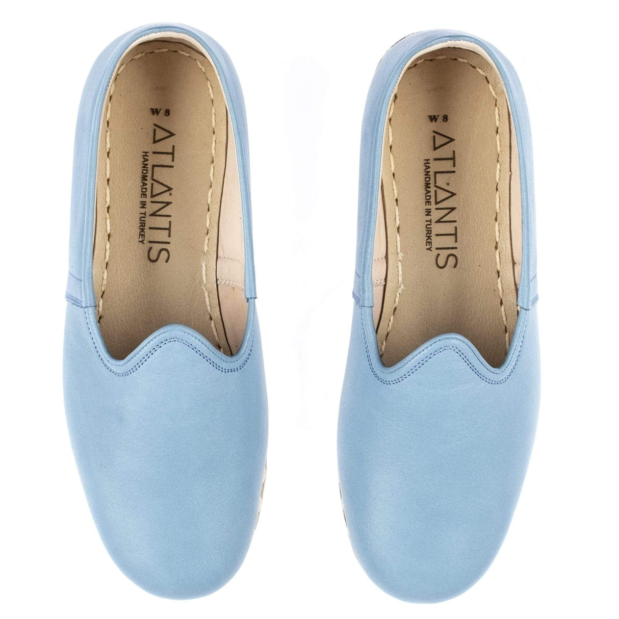 Women's Sky Blue Slip On Shoes from Atlantis Handmade Shoes