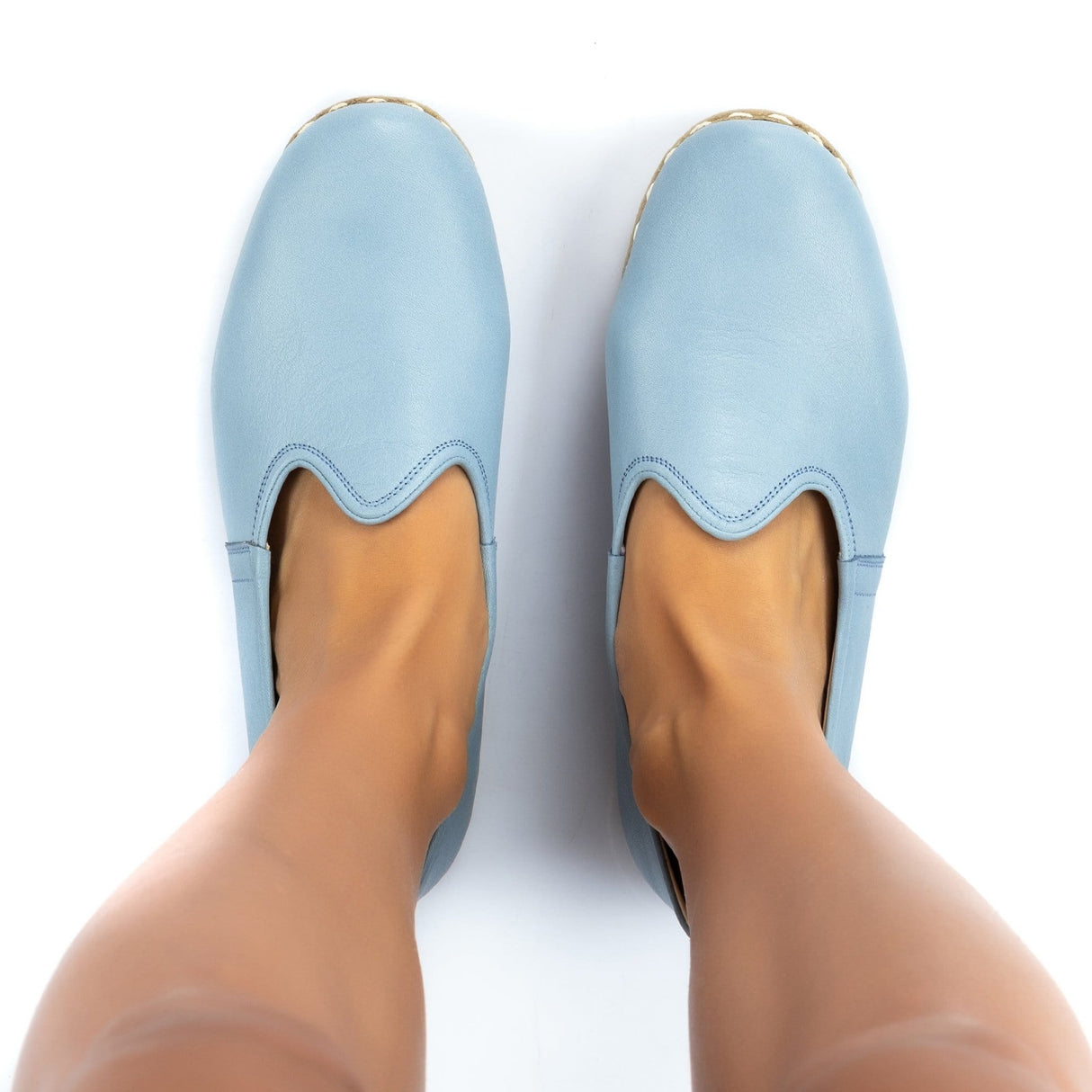 Men's Sky Blue Slip On Shoes from Atlantis Handmade Shoes