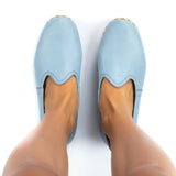 Men's Sky Blue Slip On Shoes from Atlantis Handmade Shoes