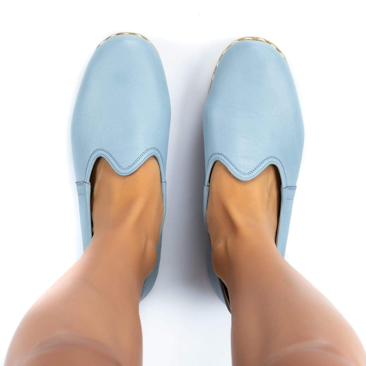 Women's Sky Blue Slip On Shoes from Atlantis Handmade Shoes