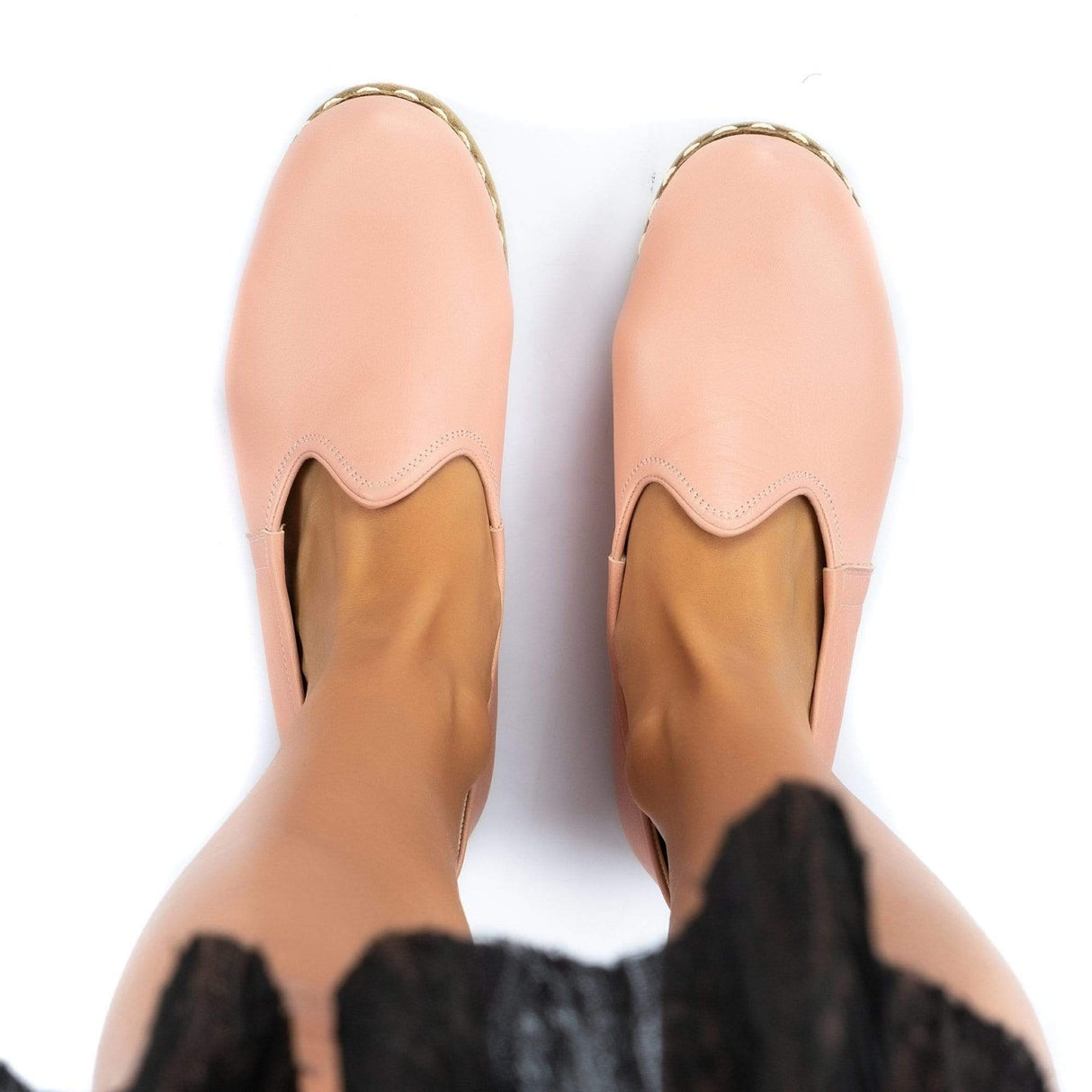 Women's Powder Pink Slip On Shoes from Atlantis Handmade Shoes
