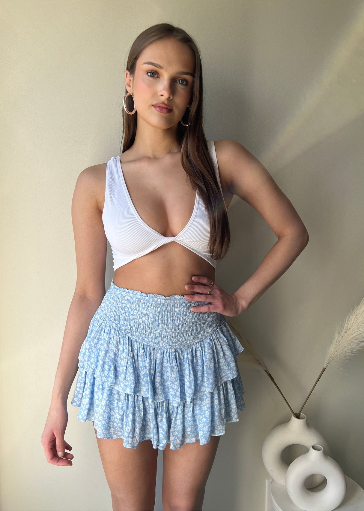 Sunshine Daydream Skirt ★ Baby Blue Floral From Rock N Rags
