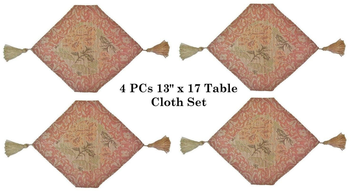 DaDa Bedding Set of 4-Pieces Nature Garden Floral Roses Tapestry Table Dining Cloth Runner Set - 13" x 17" (10072) from DaDalogy Bedding Collection