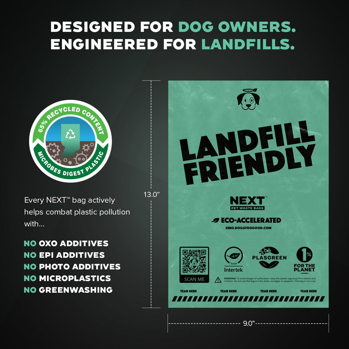 NEXT Landfill-Friendly Rolled Bags - 120 Standard Bags from Doggy Do Good®