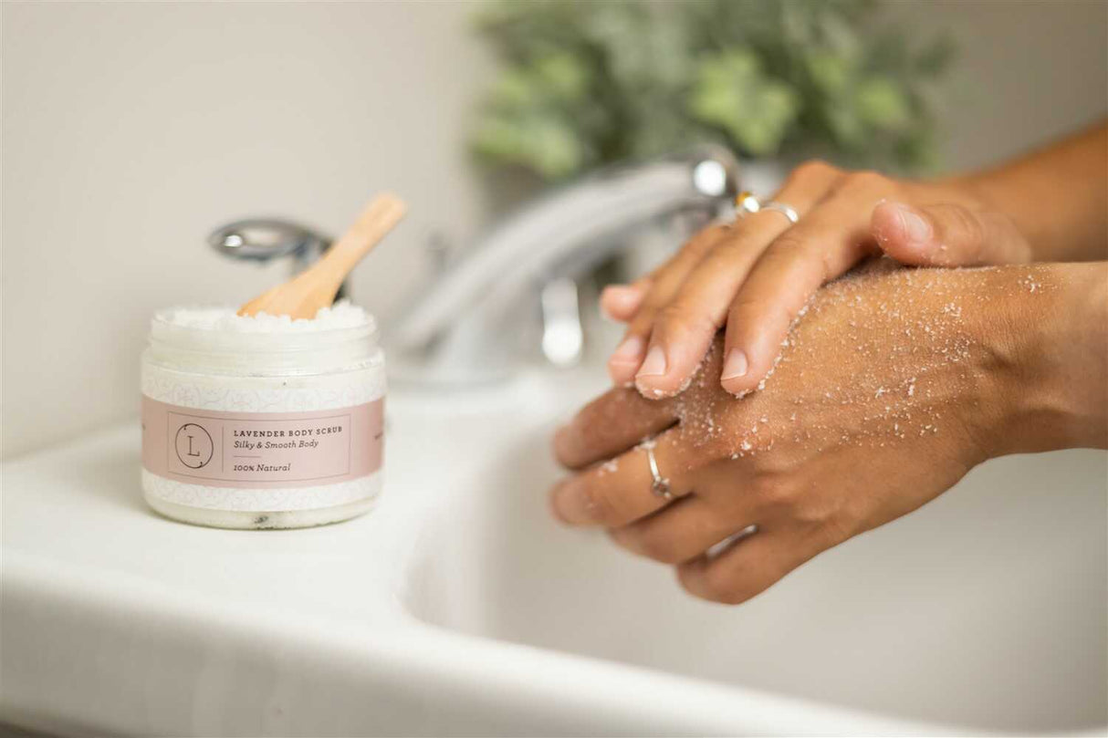 CBD Lavender Body Scrub with CBD, Natural Body Salt Scrub (THC free) from Lizush