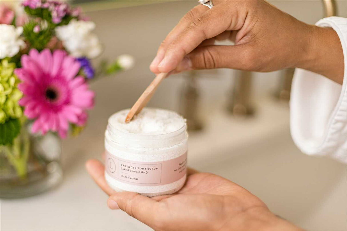 CBD Lavender Body Scrub with CBD, Natural Body Salt Scrub (THC free) from Lizush