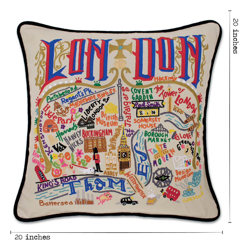 London Hand-Embroidered Pillow from Quirks!