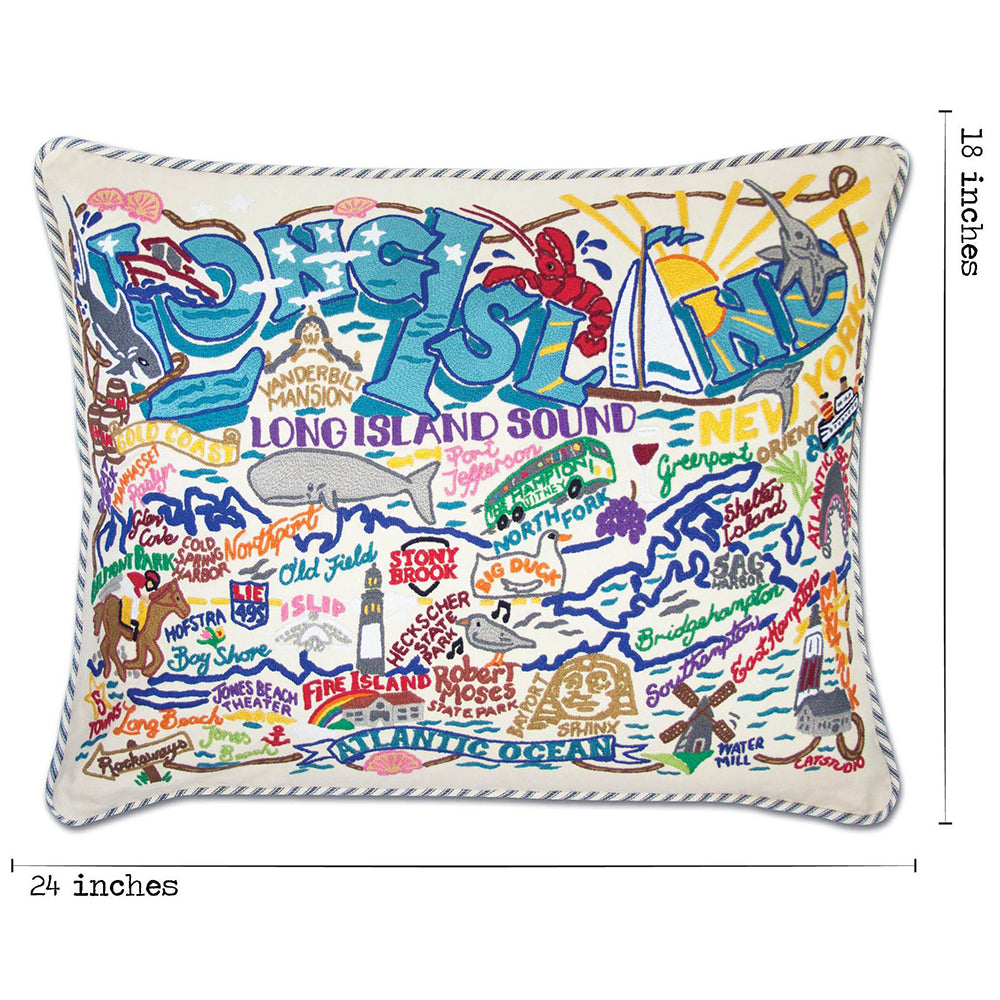 Long Island Hand-Embroidered Pillow from Quirks!