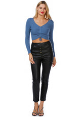 Long Sleeve Drawstring Ruched Top from London Rag International