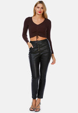 Long Sleeve Drawstring Ruched Top from London Rag International