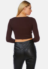 Long Sleeve Drawstring Ruched Top from London Rag International