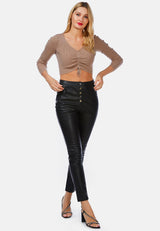 Long Sleeve Drawstring Ruched Top from London Rag International