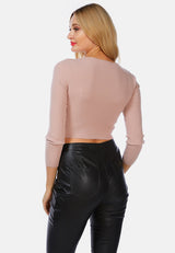 Long Sleeve Drawstring Ruched Top from London Rag International