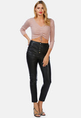 Long Sleeve Drawstring Ruched Top from London Rag International