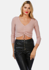 Long Sleeve Drawstring Ruched Top from London Rag International