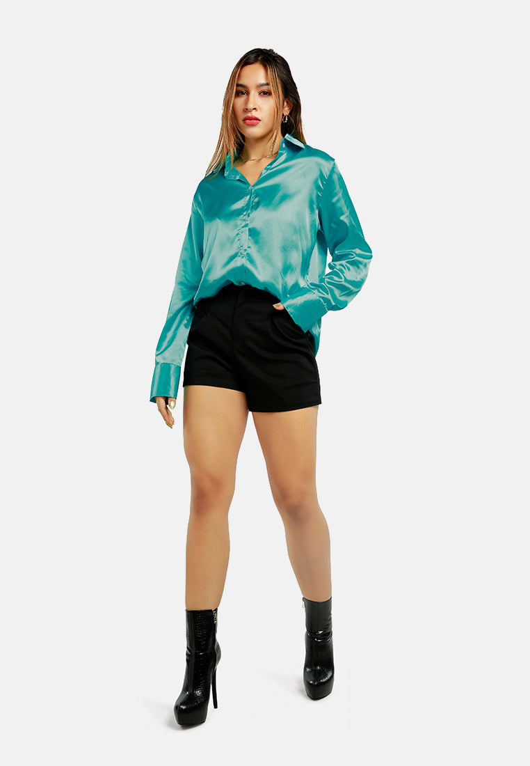Long Sleeve Satin Shirt Blouse from London Rag International