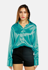 Long Sleeve Satin Shirt Blouse from London Rag International