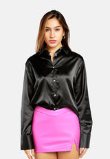 Long Sleeve Satin Shirt Blouse from London Rag International