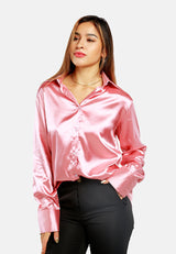 Long Sleeve Satin Shirt Blouse from London Rag International