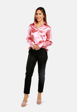 Long Sleeve Satin Shirt Blouse from London Rag International