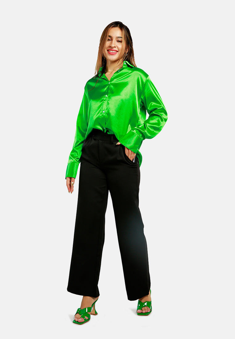 Long Sleeve Satin Shirt Blouse from London Rag International