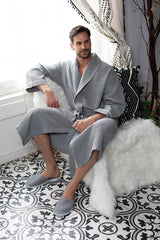 Premium Waffle Piping Robe for Men From Lotus Linen