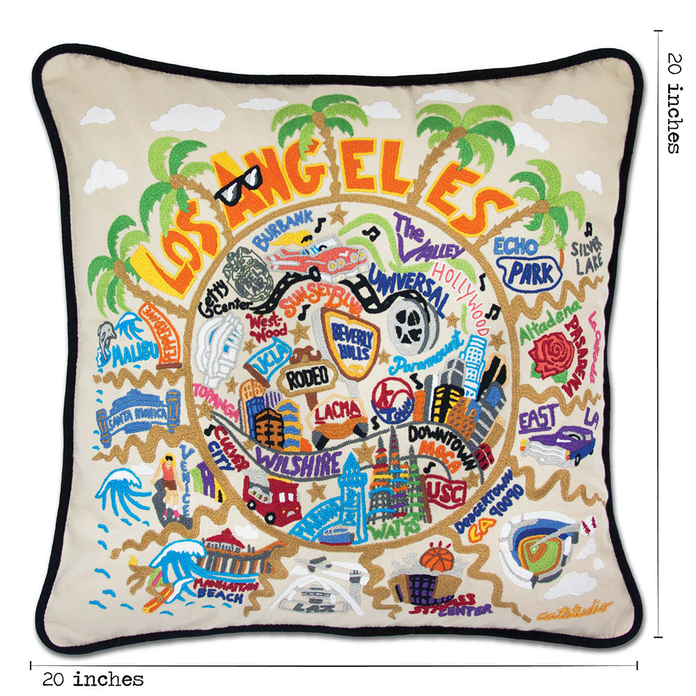 Los Angeles Hand-Embroidered Pillow from Quirks!