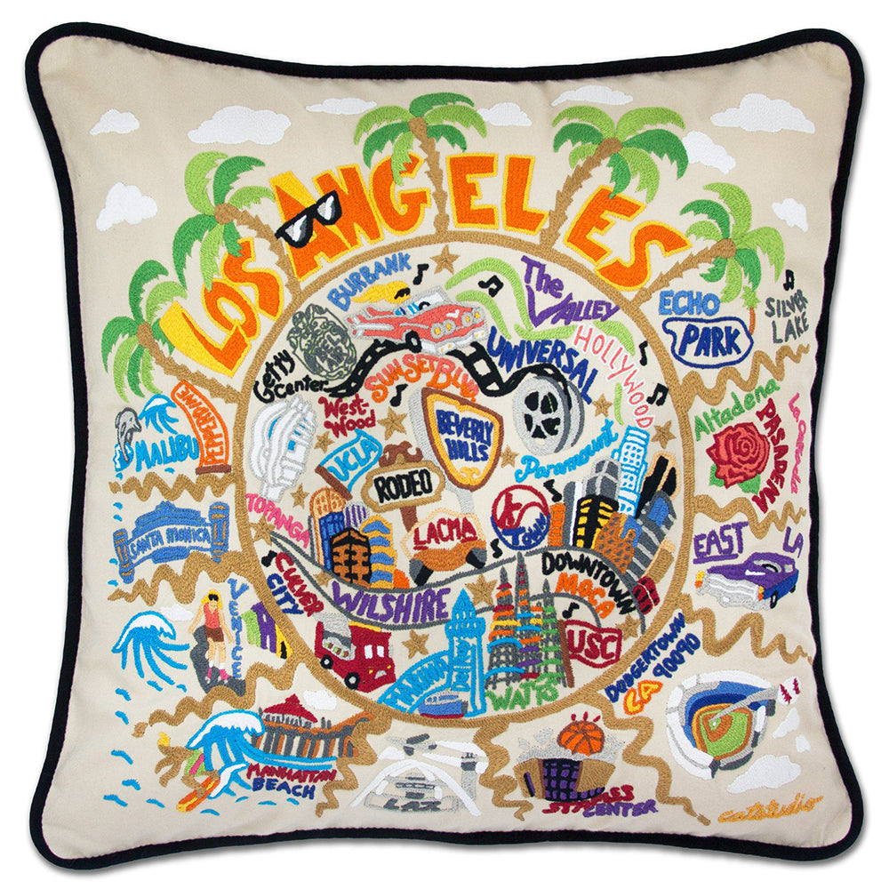 Los Angeles Hand-Embroidered Pillow from Quirks!