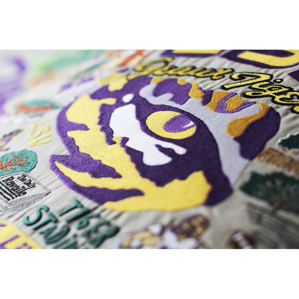 Louisiana State University LSU Collegiate Hand-Embroidered Pillow from Quirks!
