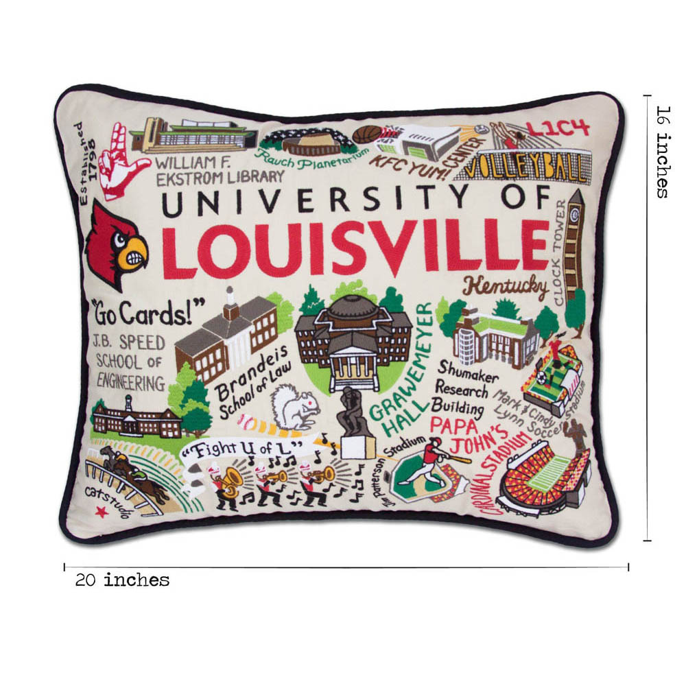 Louisville, University of Collegiate Embroidered Pillow by CatStudio from Quirks!