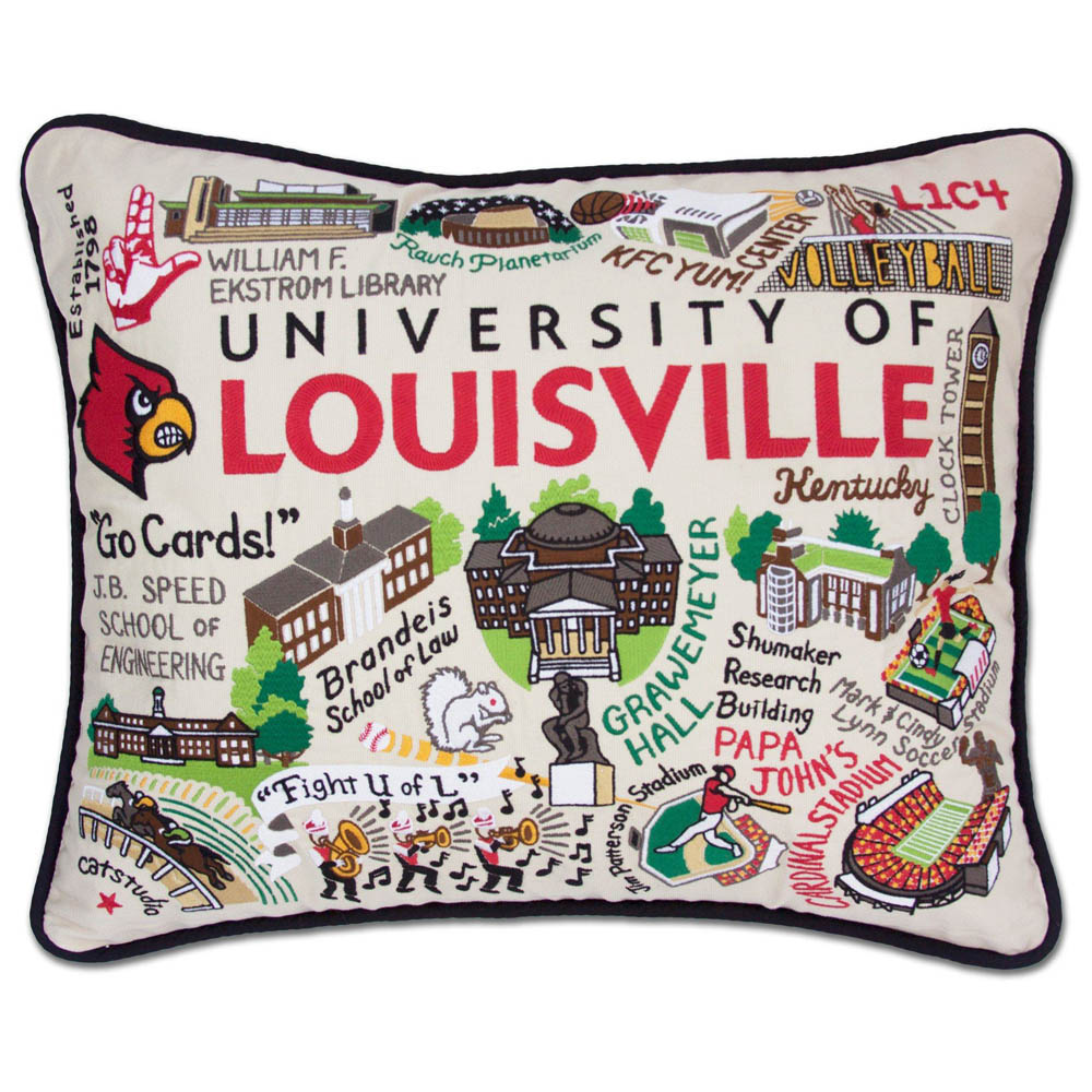 Louisville, University of Collegiate Embroidered Pillow by CatStudio from Quirks!