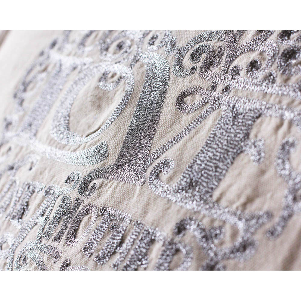 Love Heart Love Letters Hand-Embroidered Pillow - Available in Gold or Silver by CatStudio from Quirks!