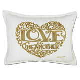 Love Heart Love Letters Hand-Embroidered Pillow - Available in Gold or Silver by CatStudio from Quirks!