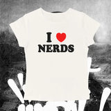 Gothic "I Love Nerds" Tee - Harajuku Crop Top From Kawaii Stop