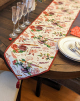 DaDa Bedding Sweet Heart Love Notes Pink Floral Woven Tapestry Dining Table Runner (18273) from DaDalogy Bedding Collection