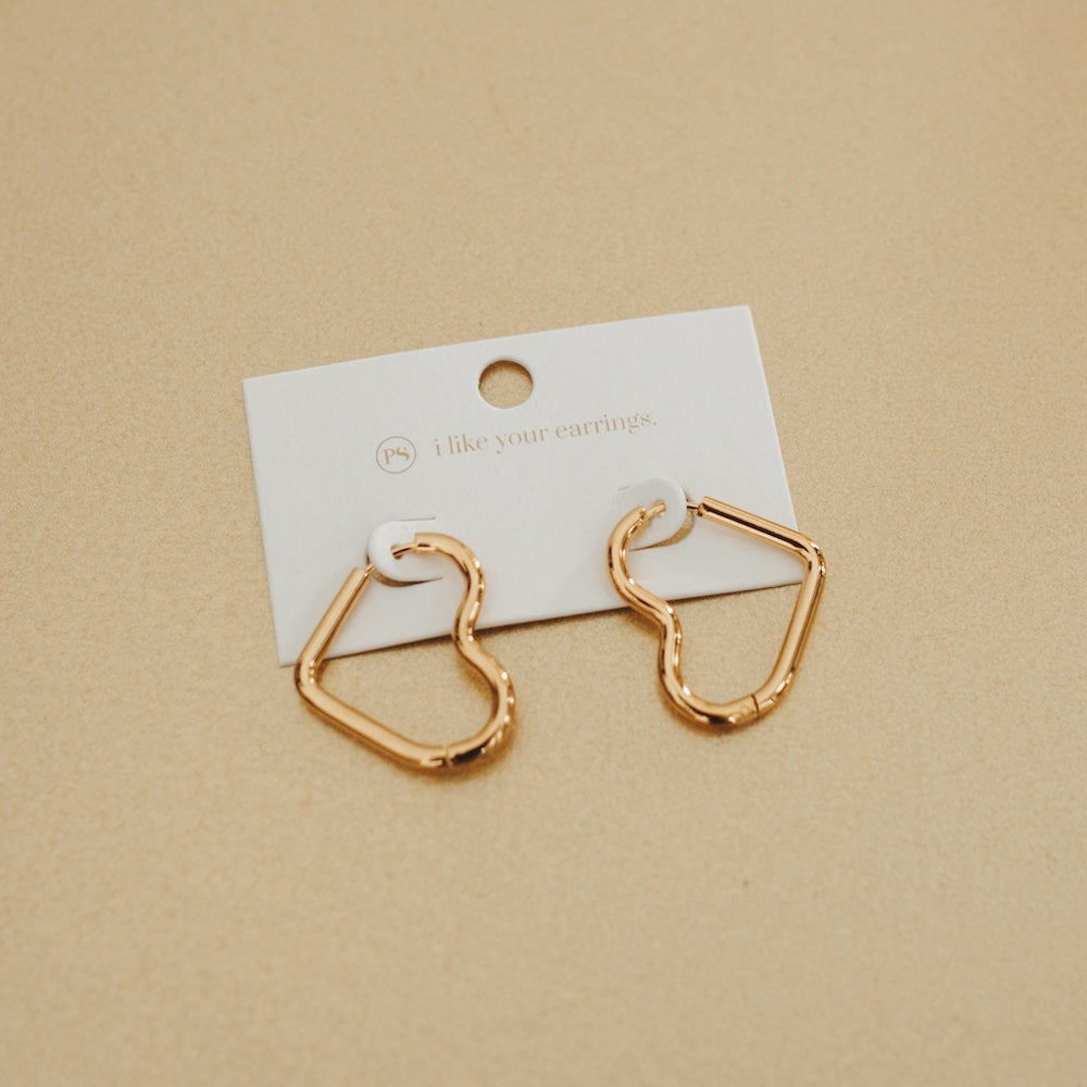 Love On My Mind Heart Hoop Earrings - WATERPROOF from Pretty Simple
